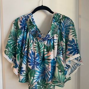 Off the shoulder floral crop top